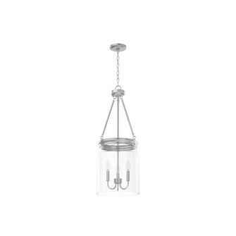 Hunter Devon Park Brushed Nickel with Clear Glass 3 Light Pendant Ceiling Light Fixture (4797|19154)