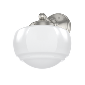 Hunter Saddle Creek Brushed Nickel with Cased White Glass 1 Light Sconce Wall Light Fixture (4797|19139)