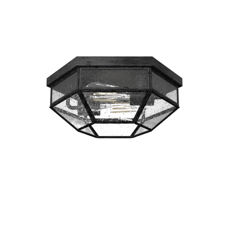Hunter Indria Rustic Iron with Seeded Glass 2 Light Flush Mount Ceiling Light Fixture (4797|19115)