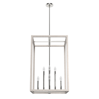 Hunter Squire Manor Chrome and Distressed White 8 Light Pendant Ceiling Light Fixture (4797|19109)