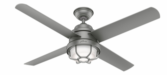Hunter 54 inch Searow Matte Silver WeatherMax Indoor / Outdoor Ceiling Fan with LED Light Kit and Wa (4797|55085)