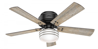 Hunter 52 inch Cedar Key Matte Black Low Profile Damp Rated Ceiling Fan with LED Light Kit and Handh (4797|55080)