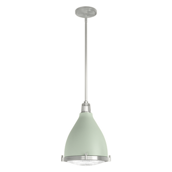 Hunter Bluff View Soft Sage and Brushed Nickel with Clear Holophane Glass 1 Light Pendant Ceiling Li (4797|19073)