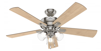 Hunter 52 inch Crestfield Brushed Nickel Ceiling Fan with LED Light Kit and Pull Chain (4797|54206)