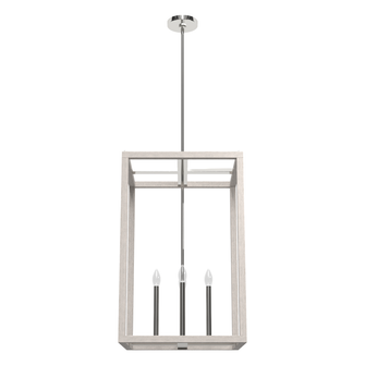 Hunter Squire Manor Chrome and Distressed White 4 Light Pendant Ceiling Light Fixture (4797|19038)