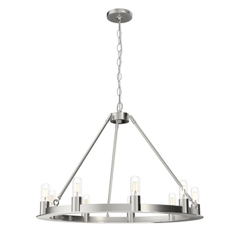 Hunter Saddlewood Brushed Nickel 9 Light Chandelier Ceiling Light Fixture (4797|19031)