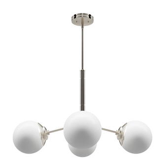 Hunter Hepburn Brushed Nickel with Cased White Glass 4 Light Chandelier Ceiling Light Fixture (4797|13208)