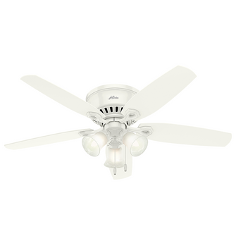 Hunter 52 inch Builder Snow White Low Profile Ceiling Fan with LED Light Kit and Pull Chain (4797|53326)
