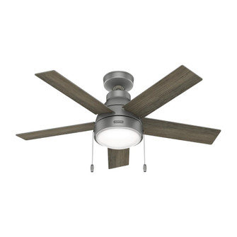 Hunter 44 inch Elliston Matte Silver Ceiling Fan with LED Light Kit and Pull Chain (4797|51446)