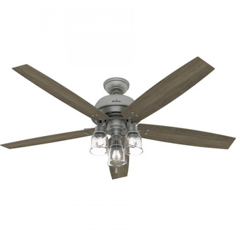 Hunter 60 inch Churchwell Matte Silver Ceiling Fan with LED Light Kit and Pull Chain (4797|51199)