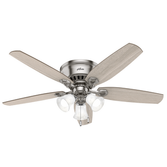 Hunter 52 inch Builder Brushed Nickel Low Profile Ceiling Fan with LED Light Kit and Pull Chain (4797|51112)