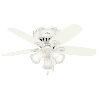 Hunter 42 inch Builder Snow White Low Profile Ceiling Fan with LED Light Kit and Pull Chain (4797|51090)