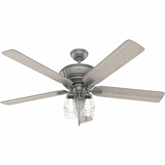 Hunter 60 inch Grantham Matte Silver Ceiling Fan with LED Light Kit and Pull Chain (4797|50945)