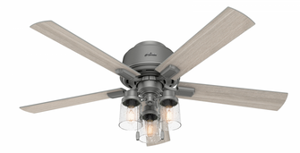 Hunter 52 inch Hartland Matte Silver Low Profile Ceiling Fan with LED Light Kit and Pull Chain (4797|50656)