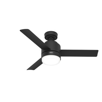Hunter 44 inch Gilmour Matte Black Damp Rated Ceiling Fan with LED Light Kit and Handheld Remote (4797|51844)
