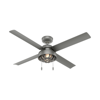 Hunter 52 inch Spring Mill Matte Silver Damp Rated Ceiling Fan with LED Light Kit and Pull Chain (4797|50339)