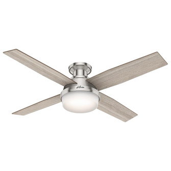 Hunter 52 inch Dempsey Brushed Nickel Low Profile Ceiling Fan with LED Light Kit and Handheld Remote (4797|50283)