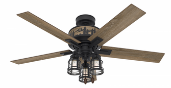 Hunter 52 inch Vista Natural Black Iron Ceiling Fan with LED Light Kit and Pull Chain (4797|50169)