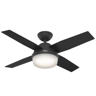 Hunter 44 inch Dempsey Matte Black Ceiling Fan with LED Light Kit and Handheld Remote (4797|52391)