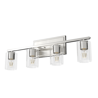 Hunter Kerrison Brushed Nickel with Seeded Glass 4 Light Bathroom Vanity Wall Light Fixture (4797|48032)