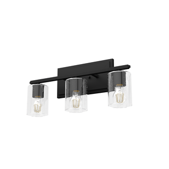 Hunter Kerrison Natural Black Iron with Seeded Glass 3 Light Bathroom Vanity Wall Light Fixture (4797|48030)