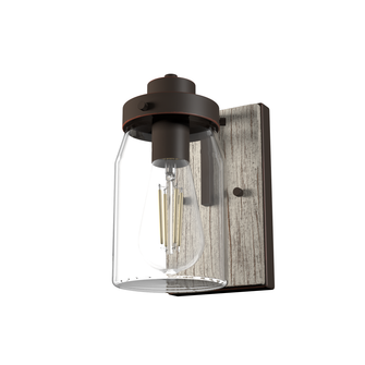 Hunter Devon Park Onyx Bengal and Barnwood with Clear Glass 1 Light Sconce Wall Light Fixture (4797|48017)