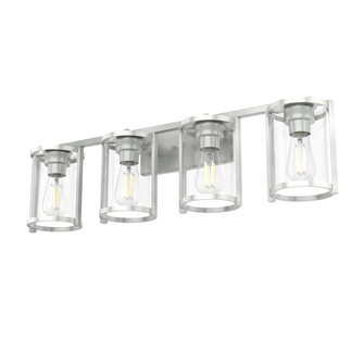 Hunter Astwood Brushed Nickel with Clear Glass 4 Light Bathroom Vanity Wall Light Fixture (4797|48010)