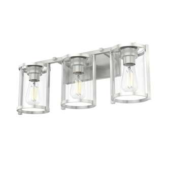 Hunter Astwood Brushed Nickel with Clear Glass 3 Light Bathroom Vanity Wall Light Fixture (4797|48007)