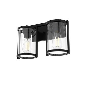 Hunter Astwood Matte Black with Clear Glass 2 Light Bathroom Vanity Wall Light Fixture (4797|48000)