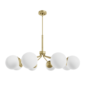 Hunter Hepburn Modern Brass with Cased White Glass 8 Light Chandelier Ceiling Light Fixture (4797|19853)