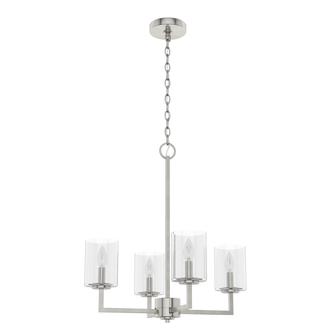 Hunter Kerrison Brushed Nickel with Seeded Glass 4 Light Chandelier Ceiling Light Fixture (4797|19537)