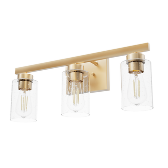 Hunter Hartland Alturas Gold with Seeded Glass 3 Light Bathroom Vanity Wall Light Fixture (4797|13078)