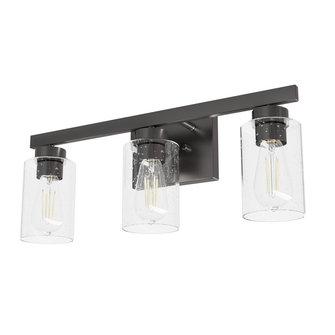 Hunter Hartland Noble Bronze with Seeded Glass 3 Light Bathroom Vanity Wall Light Fixture (4797|13079)