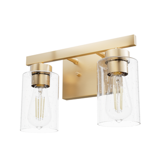 Hunter Hartland Alturas Gold with Seeded Glass 2 Light Bathroom Vanity Wall Light Fixture (4797|13075)