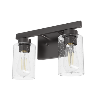 Hunter Hartland Noble Bronze with Seeded Glass 2 Light Bathroom Vanity Wall Light Fixture (4797|13076)