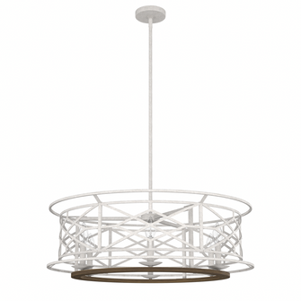 Hunter Langwood Distressed White and Chestnut 6 Light Chandelier Ceiling Light Fixture (4797|19330)