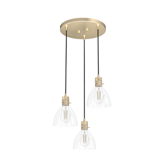 Hunter Van Nuys Alturas Gold with Clear Glass 3 Light Pendant Cluster Ceiling Light Fixture (4797|19309)