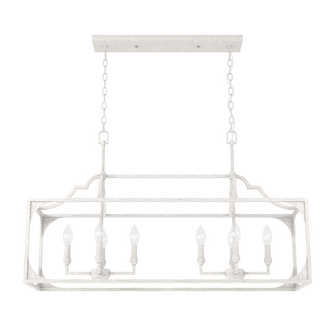 Hunter Highland Hill Distressed White 8 Light Chandelier Ceiling Light Fixture (4797|19290)