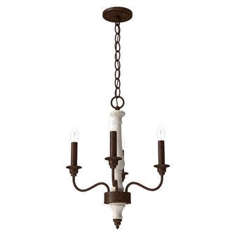 Hunter Teren Distressed White and Textured Rust 4 Light Chandelier Ceiling Light Fixture (4797|19279)