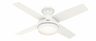Hunter 44 inch Dempsey Fresh White Low Profile Damp Rated Ceiling Fan with LED Light Kit and Handhel (4797|50399)
