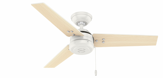 Hunter 44 inch Cassius Fresh White Damp Rated Ceiling Fan and Pull Chain (4797|50262)