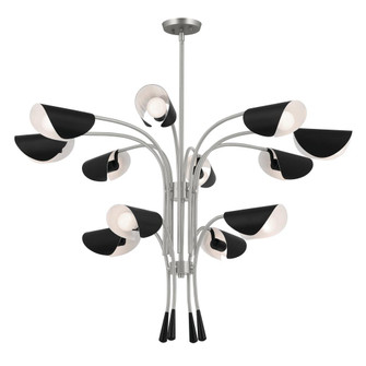 Arcus 46.25 Inch 12 Light Chandelier in Satin Nickel with Black (10687|52561SN)