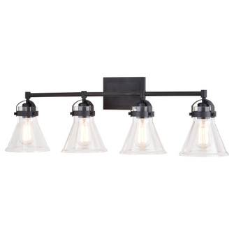 Mason 4 Light Farmhouse Black Bathroom Vanity Fixture Clear Glass (51|W0413)