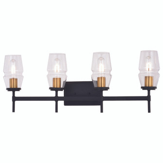 Warren 4 Light Vanity Light Matte Black and Brushed Brass (51|W0394)