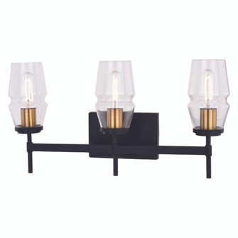 Warren 3 Light Vanity Light Matte Black and Brushed Brass (51|W0393)