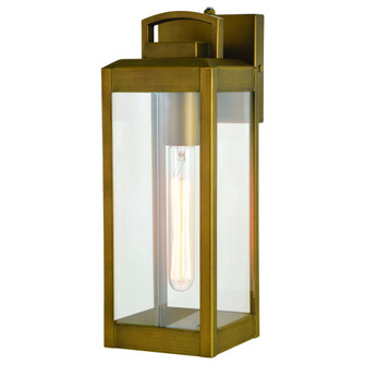 VAXCEL Kinzie 14.25 in. H 1-Light Vintage Brass Dusk to Dawn Sensor Gold Outdoor Wall Sconce, Durabl (51|T0628)