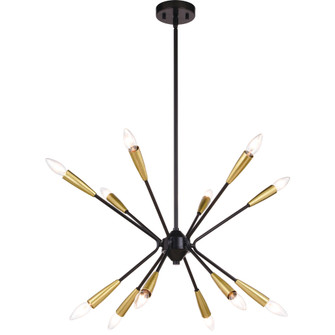 Ellis 12L Black and Brass Sputnik Mid-Century Modern Pendant Light (51|P0375)