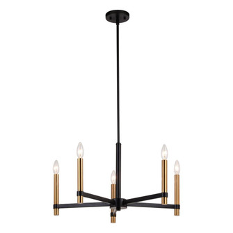 Damen 25-in. 5 Light Chandelier Matte Black and Natural Brass (51|H0267)