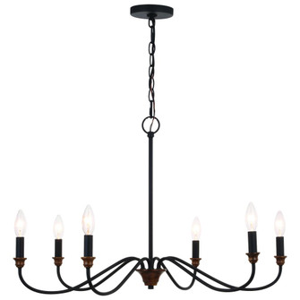 Annabelle 30-in. 6 Light Chandelier Matte Black and Brushed Walnut (51|H0265)