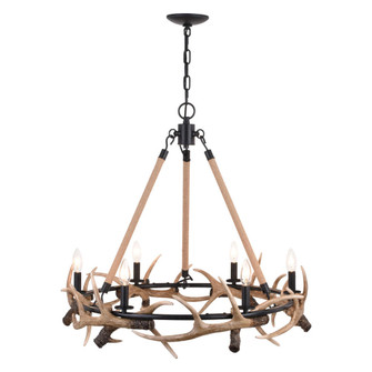 Breckenridge 30.5-in. 6 Light Antler Chandelier Aged Iron with Natural Rope (51|H0261)